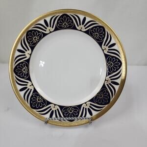 1999 Royal Worcester CORINTH Bone China 9" Luncheon Plate w Blue Gold Flowers